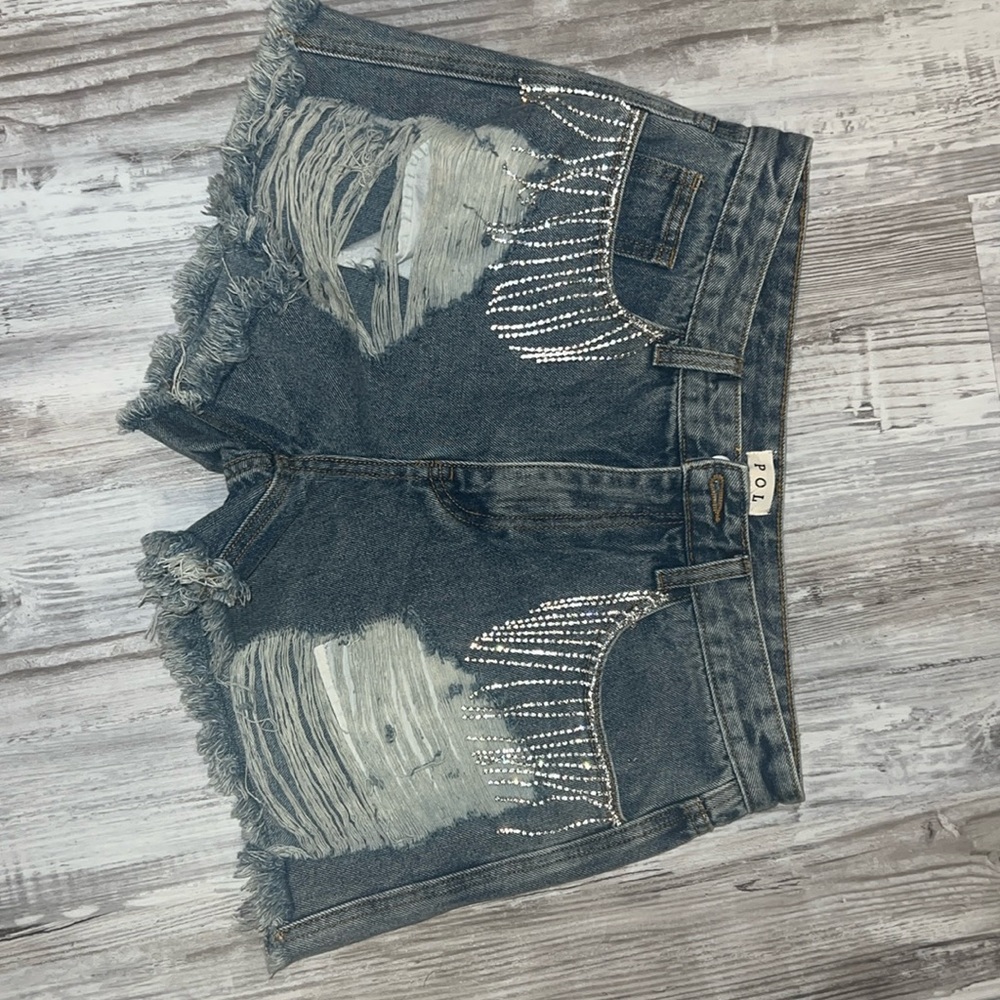 Brand new POL rhinestone, jean shorts,